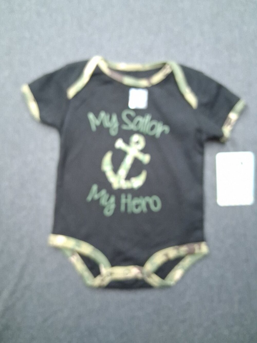 Boys onesie, Tiny Trooper, size 6-9 months, black, new with tags